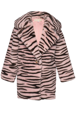 Little l Big Girl’s Cozy Zebra Animal Print Faux Fur Coat