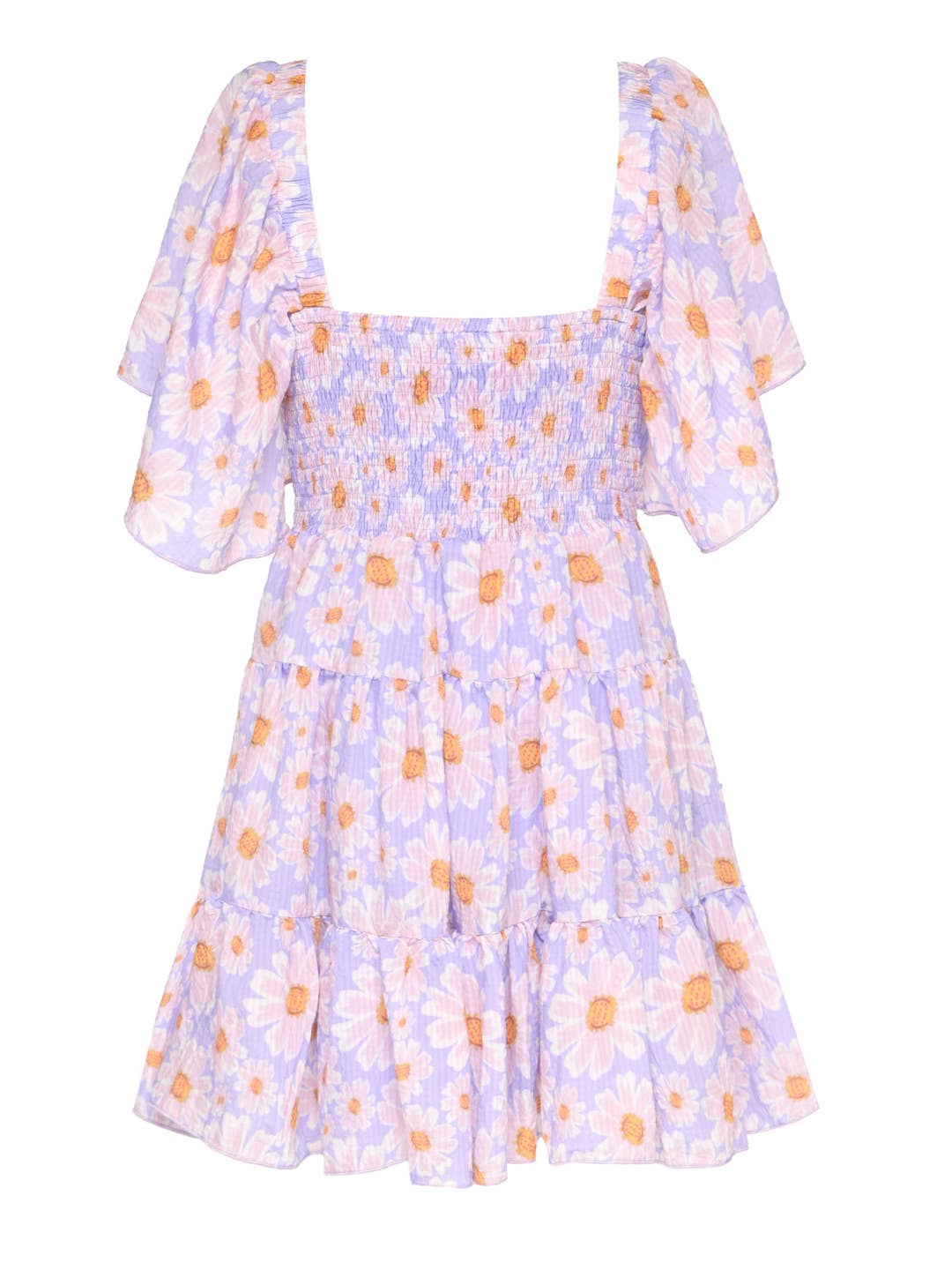 Little | Big | Tween Girl’s Daisy Flower Tiered Flutter Dress