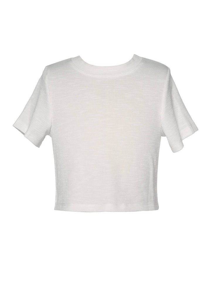 Little Girls l Tween Round Neck Short Sleeve Crop Top