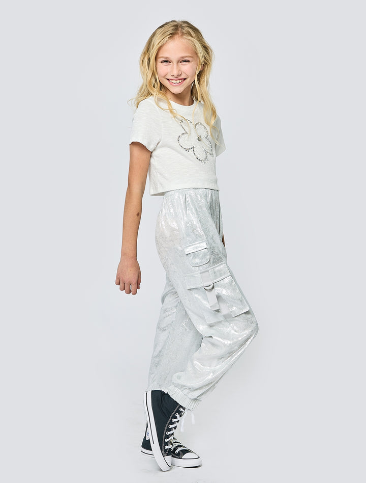 Big l Tween Girl’s Metallic Sheen Cargo Pant Joggers
