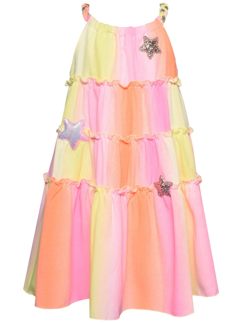 Little l Big Girls Pastel Sherbet Tiered Sequin Star Maxi Dress