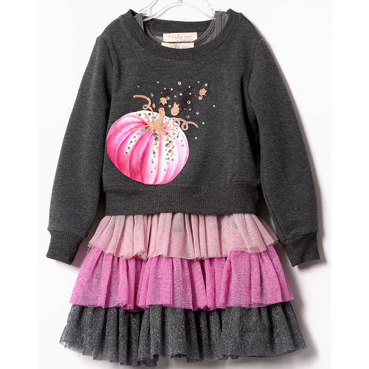Toddler l Little Girls Pumpkin Twofer Mesh Tutu Dress