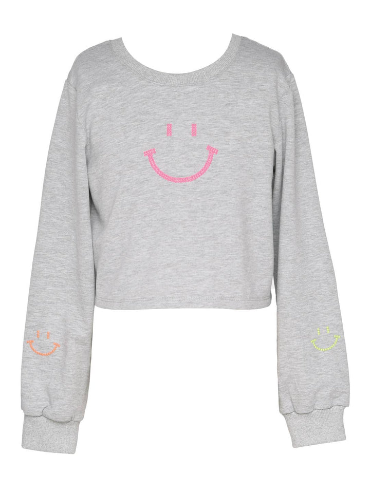 Little l Big l Tween Girl’s Happy Emoji Rhinestone Lace-Up Top