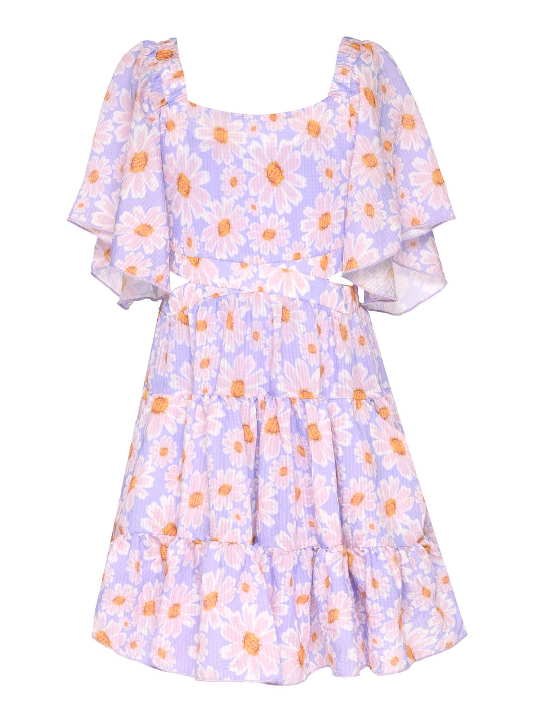 Little | Big | Tween Girl’s Daisy Flower Tiered Flutter Dress