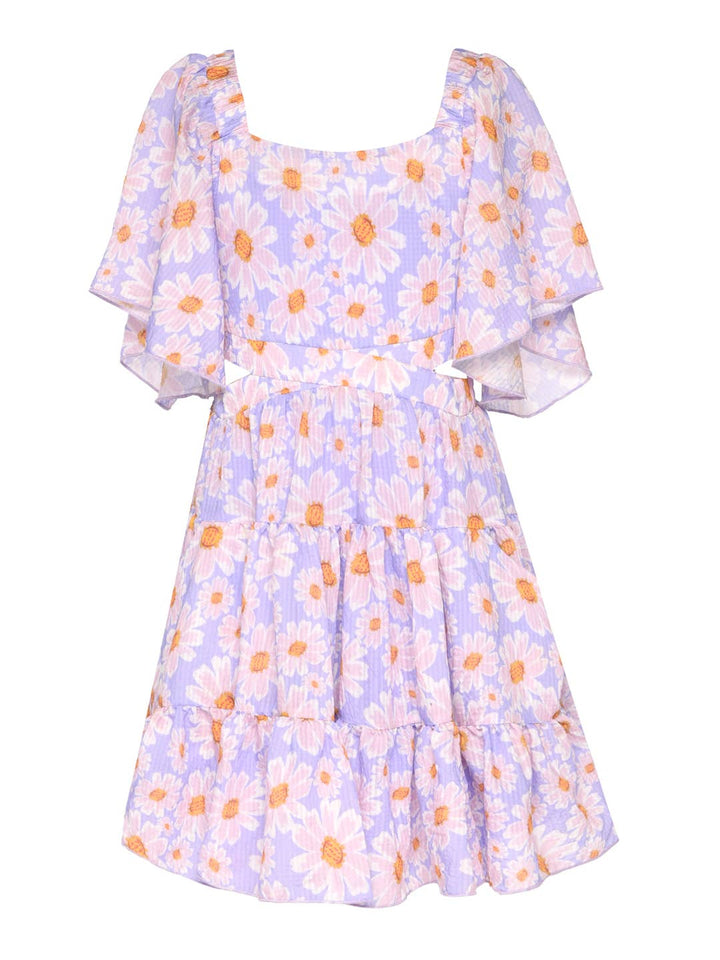 Little | Big | Tween Girl’s Daisy Flower Tiered Flutter Dress
