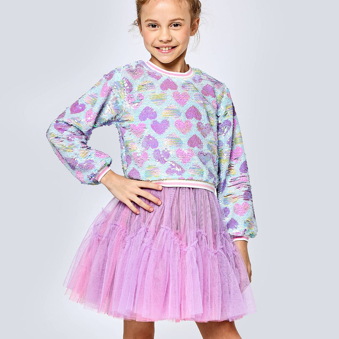 Little l Toddler l Tween Girl’s Sequin Heart Tutu Twofer Dress