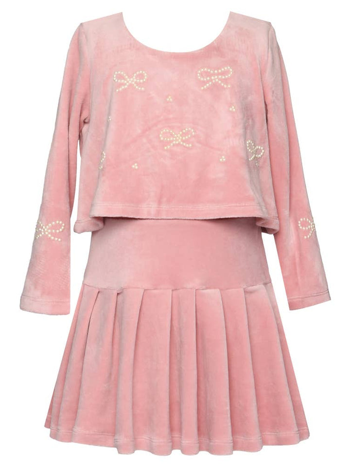 Infant l Toddler l Little Girl’s Velour Twofer Pearl Bow Dress