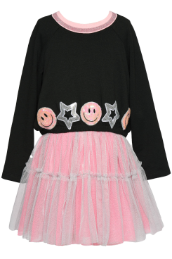 Baby l Toddler l Little Girl’s Happy Emoji Star Twofer Dress