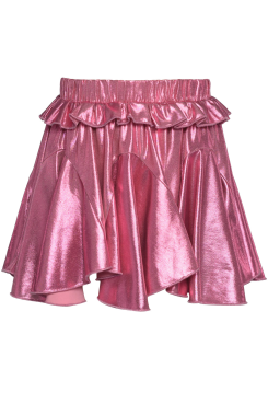Toddler l Little Girl’s Metallic Pink Ruffle Godet Skater Skirt