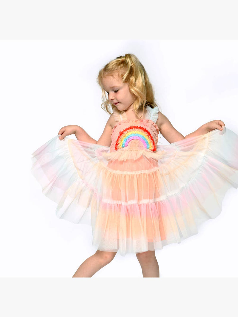 Toddler l Little Girl’s Pastel Rainbow Smocked Ruffled Tiered Dress