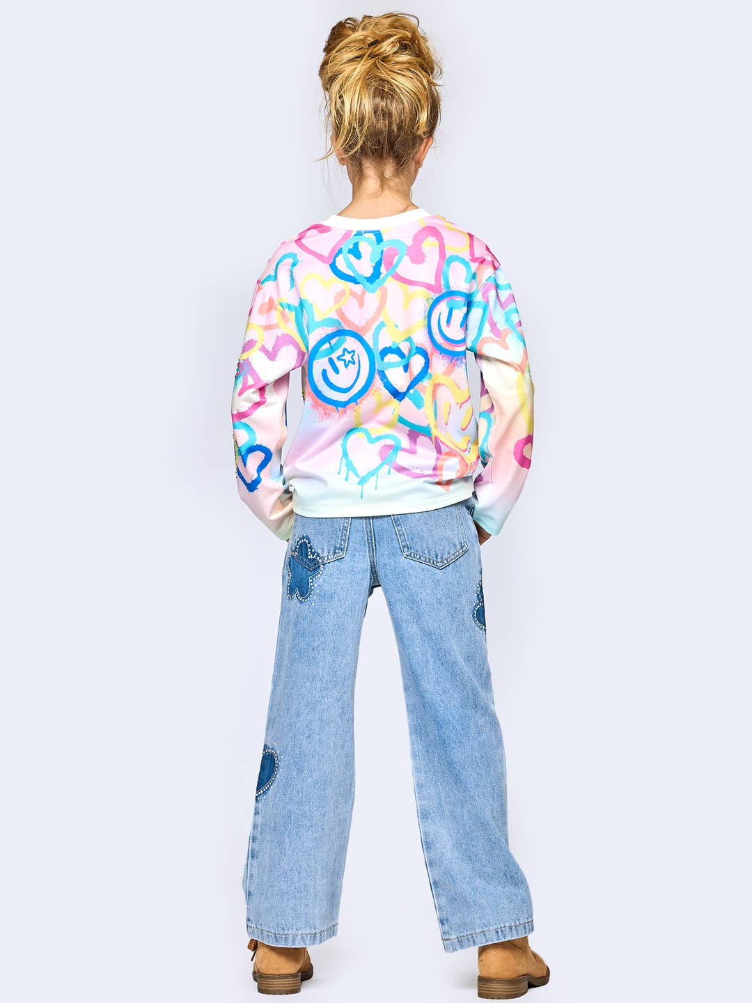 RHINESTONE SHADOW HEART/ FLOWER JEANS