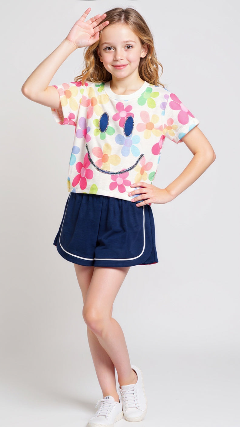 CONTRAST PIPED PULL ON SWEATSHORTS