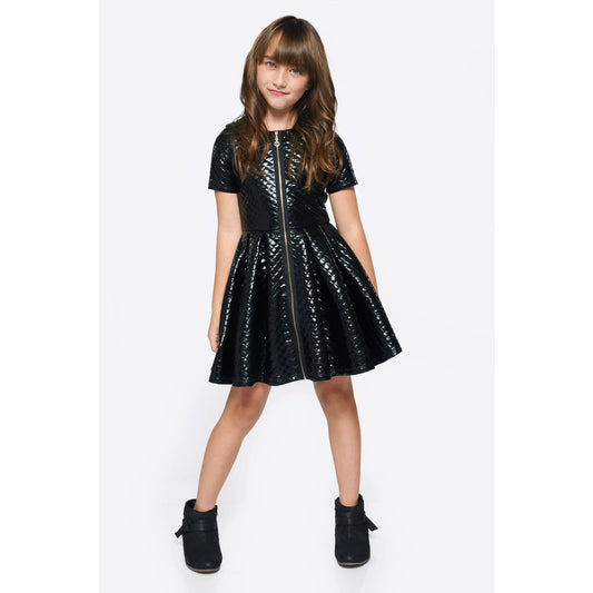 Little l Big l Tween Girls Quilted Pleather Zipper Dress