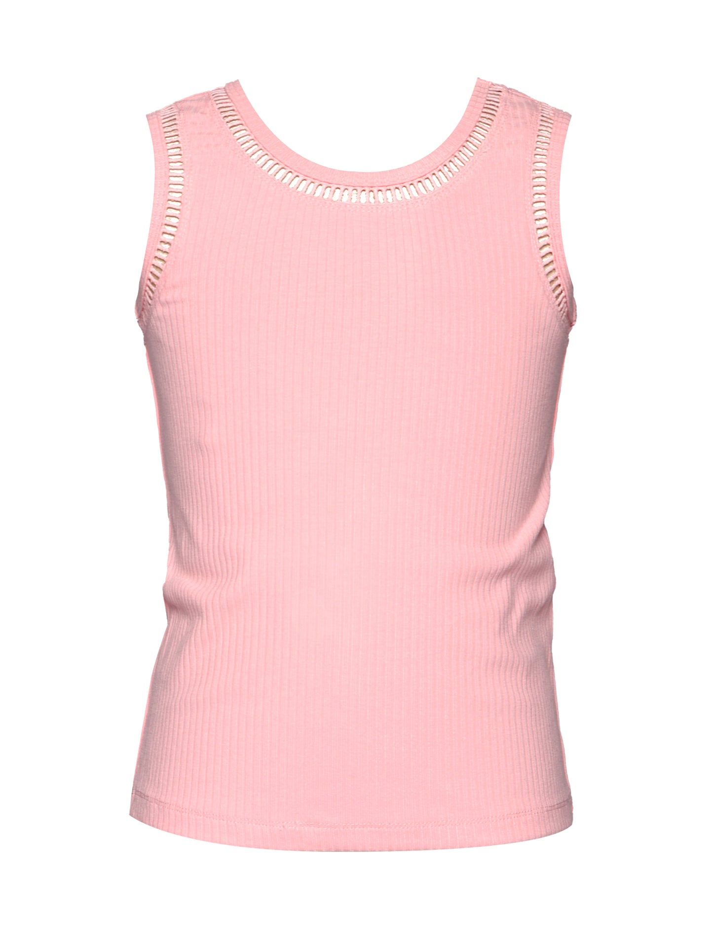 RIBBED TANK TOP  W/ EMBROIDERED TRIM