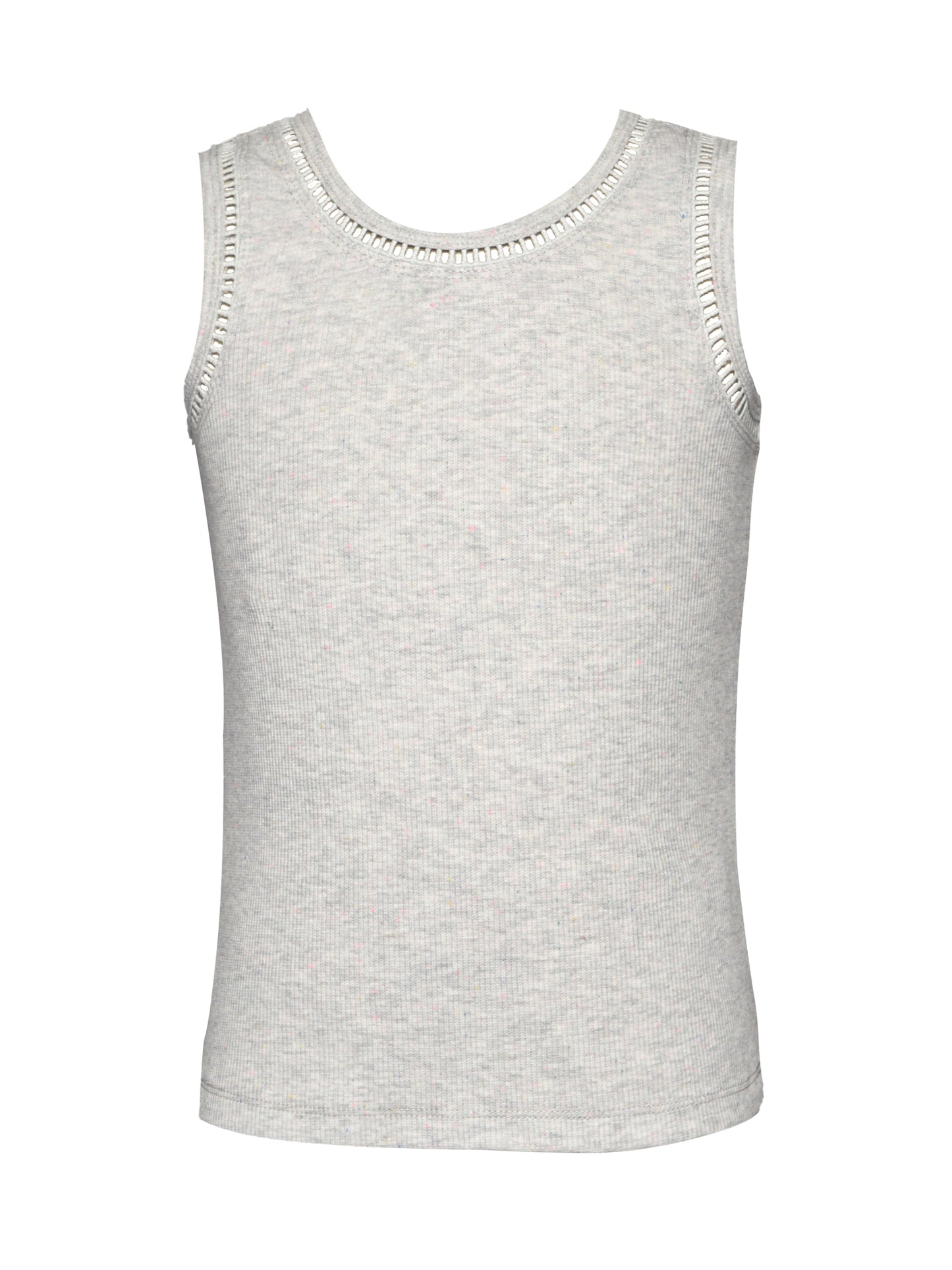 RIBBED TANK TOP  W/ EMBROIDERED TRIM