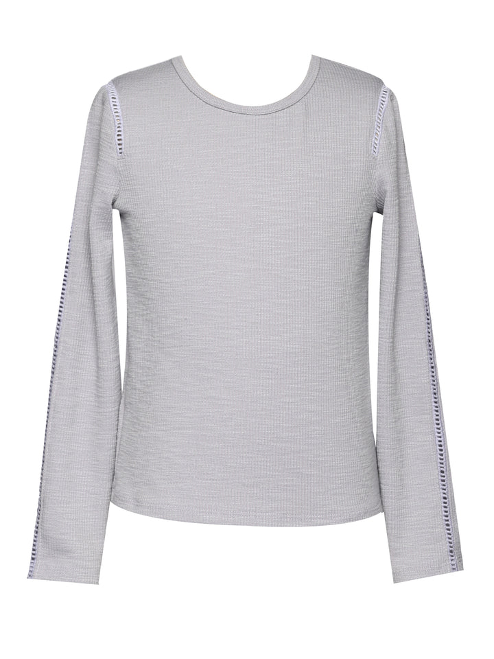 LONG SLEEVE TOP WITH LATTER TRIM