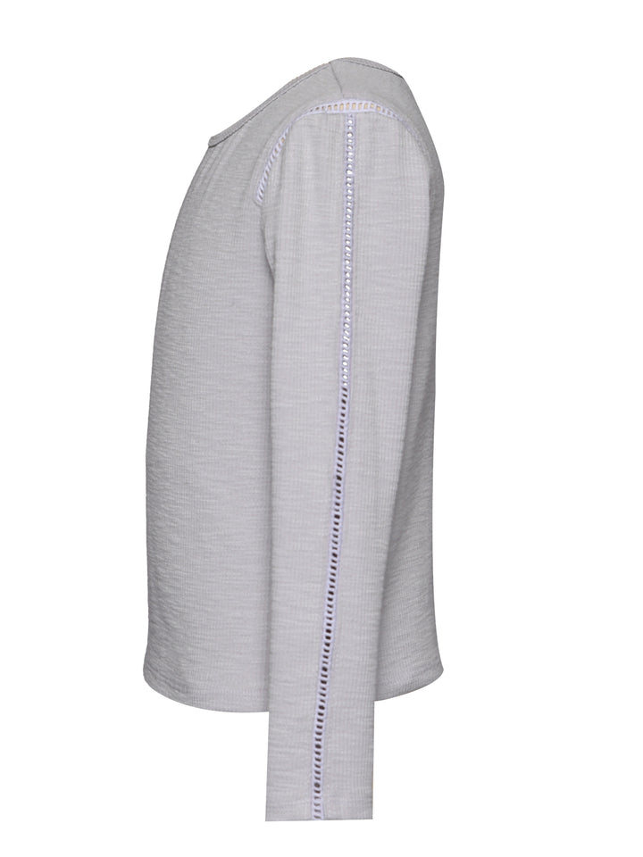 LONG SLEEVE TOP WITH LATTER TRIM