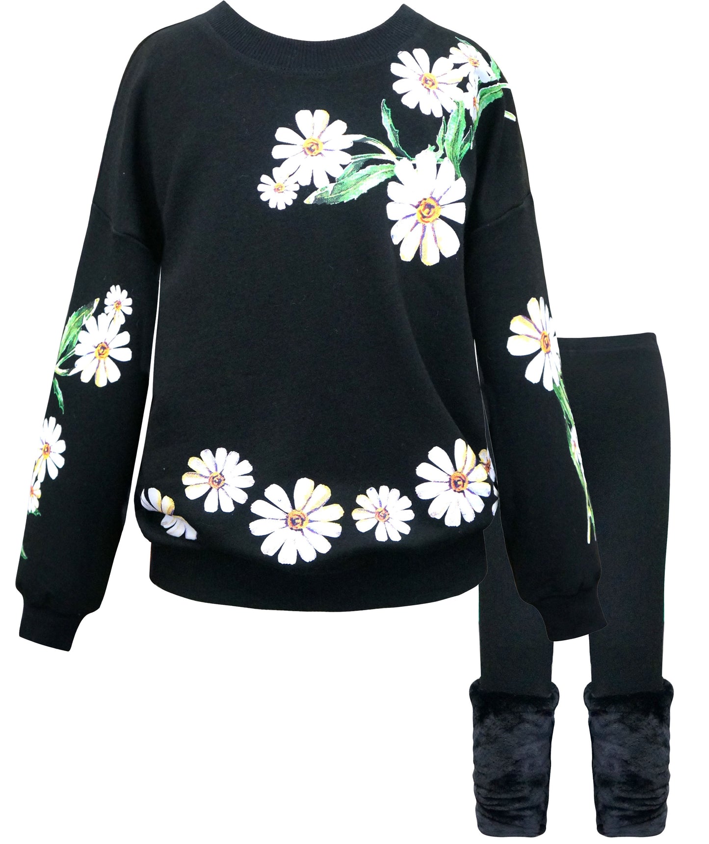 SET:  FLORAL PRINTED SWEATSHIRT WITH LEGGING