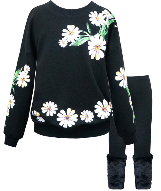 SET:  FLORAL PRINTED SWEATSHIRT WITH LEGGING