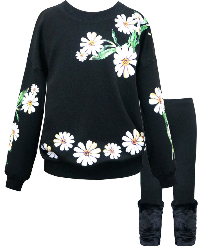 SET:  FLORAL PRINTED SWEATSHIRT WITH LEGGING