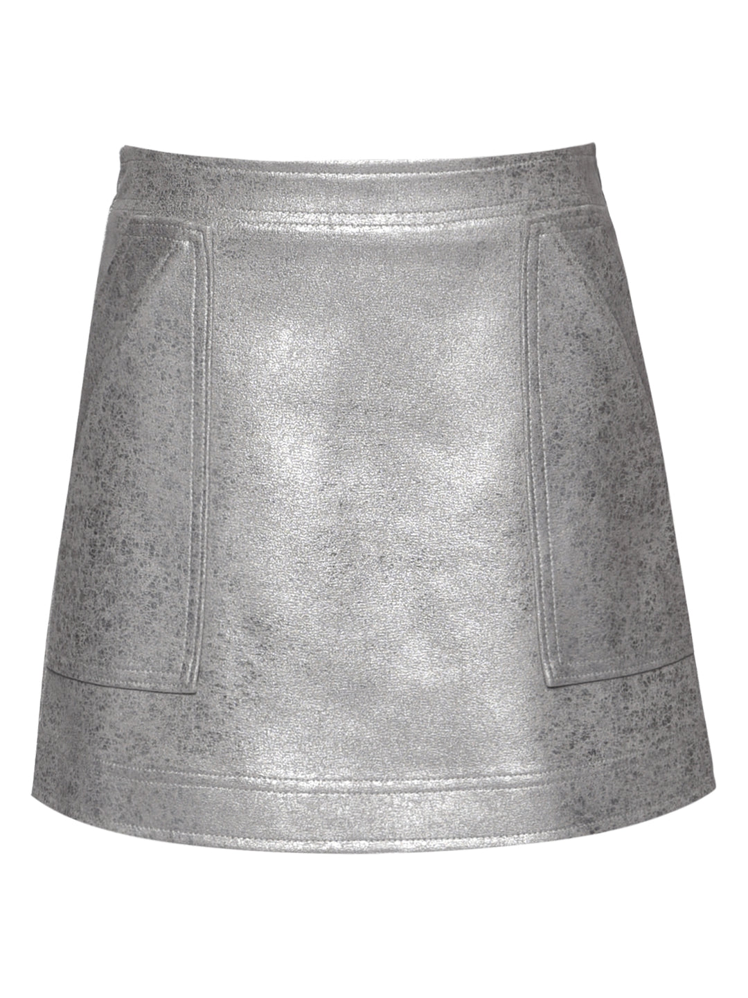 SHIMMER FOILED FAUX LEATHER ALINE SKIRT