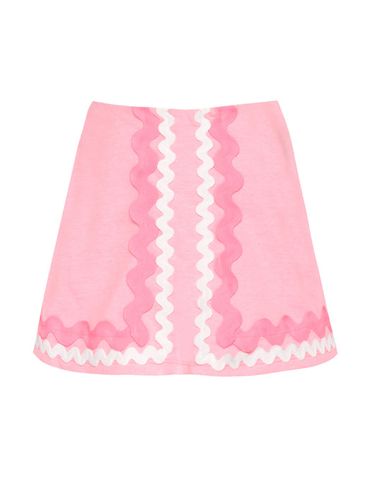RICK RACK TRIMMED FLARED HEM SKORT