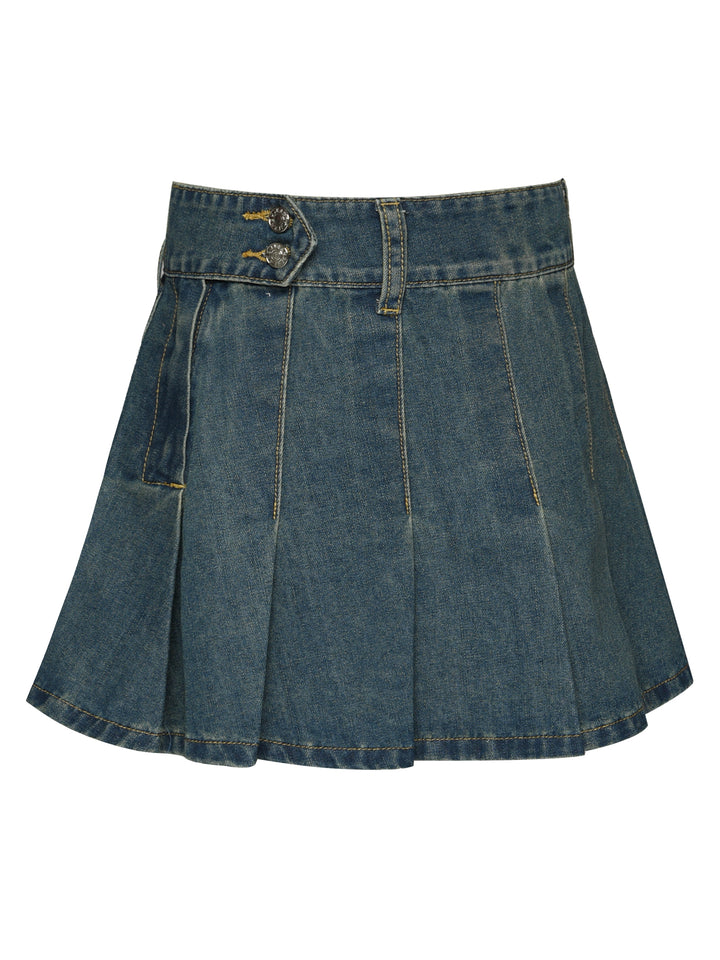 DENIM PLEATED SKIRT