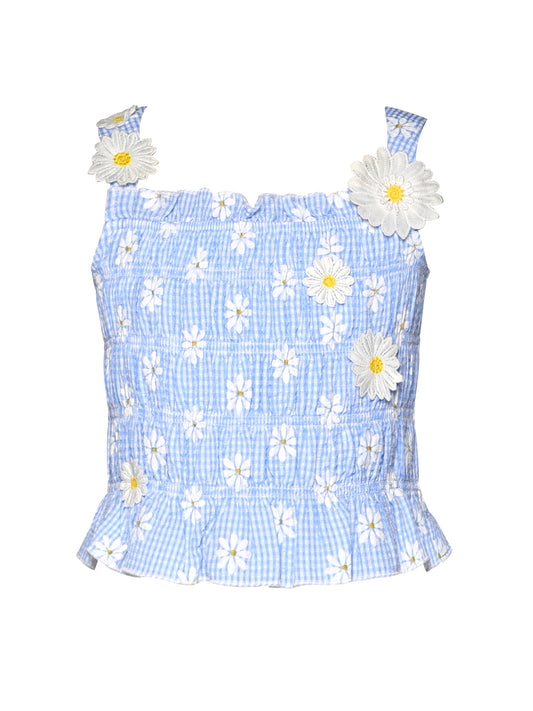 DAISY PRINT SMOCKED TOP