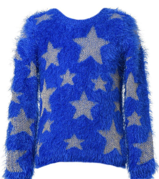GOLD STAR ALL OVER FUZZY SWEATER