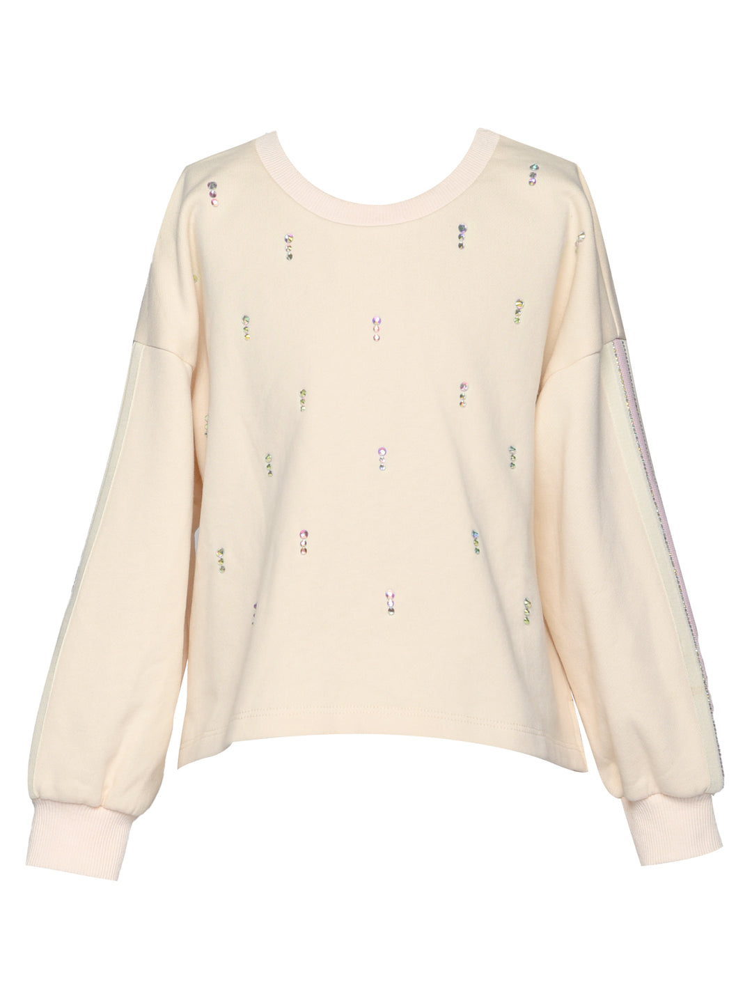 FRENCH TERRY SWEATSHIRT W/ RHINESTONE EMBELLISHMENTS