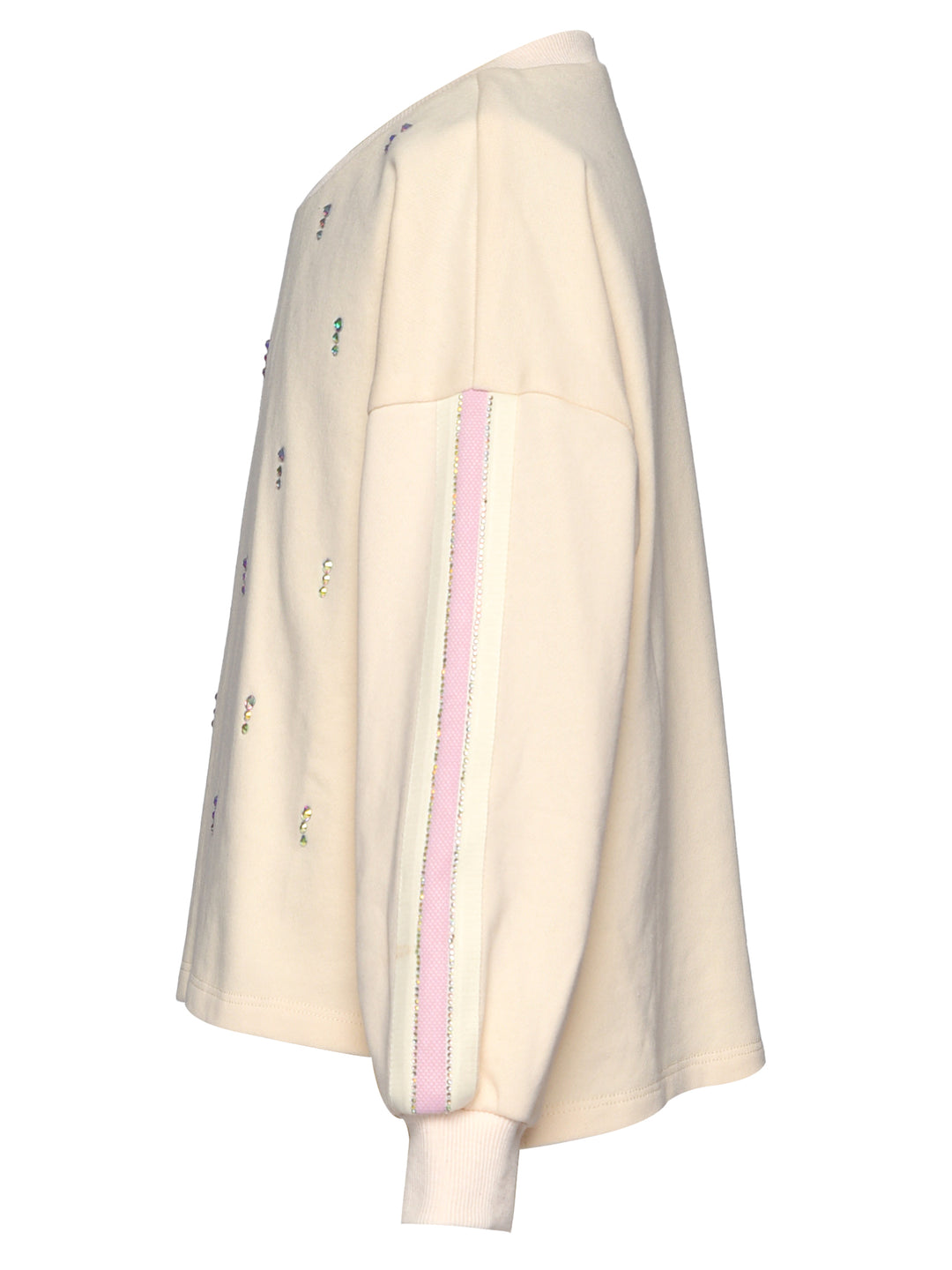 FRENCH TERRY SWEATSHIRT W/ RHINESTONE EMBELLISHMENTS