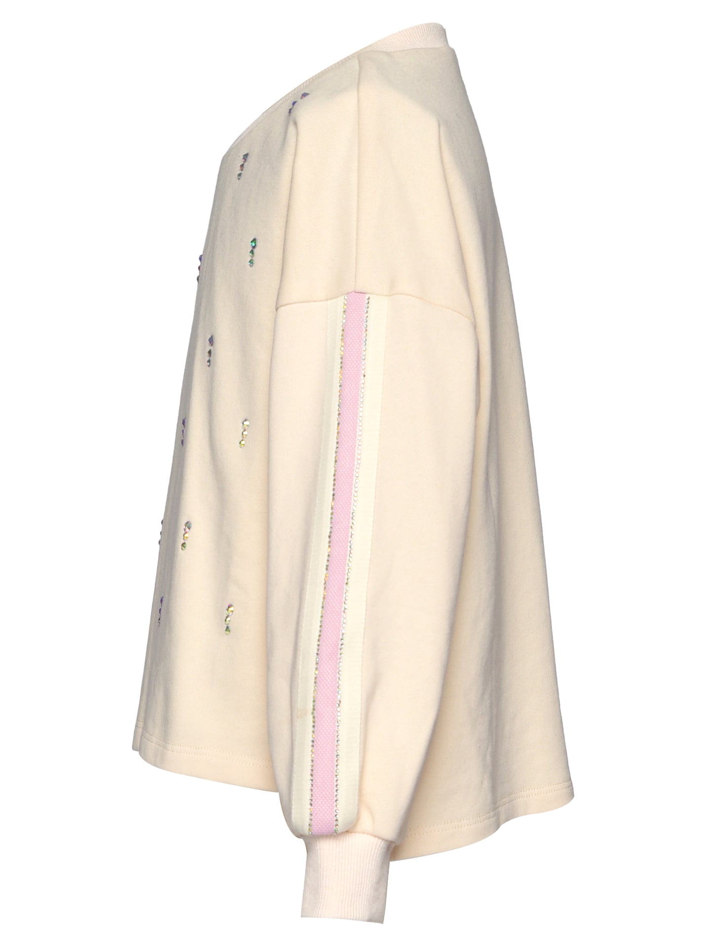 FRENCH TERRY SWEATSHIRT W/ RHINESTONE EMBELLISHMENTS