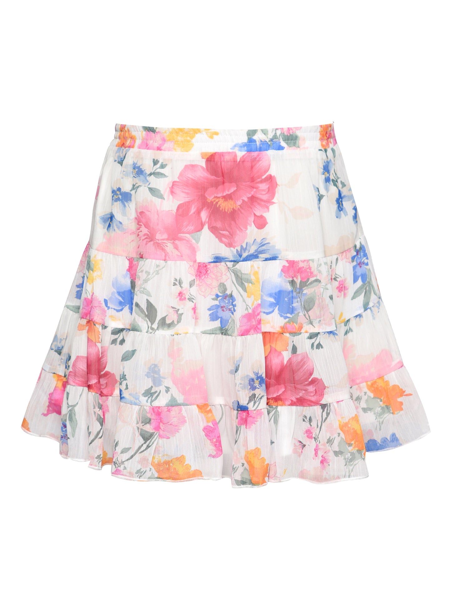 FLOWER PRINT TIERED SKIRT