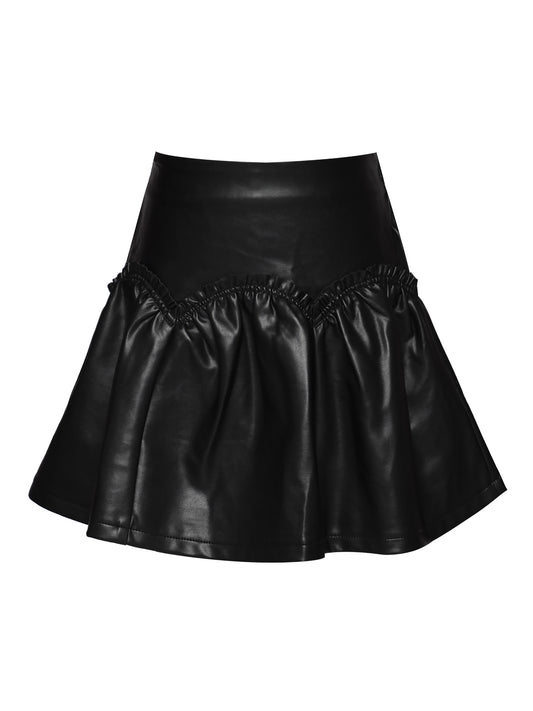 FAUX LEATHER FIT & FLARE SKIRT