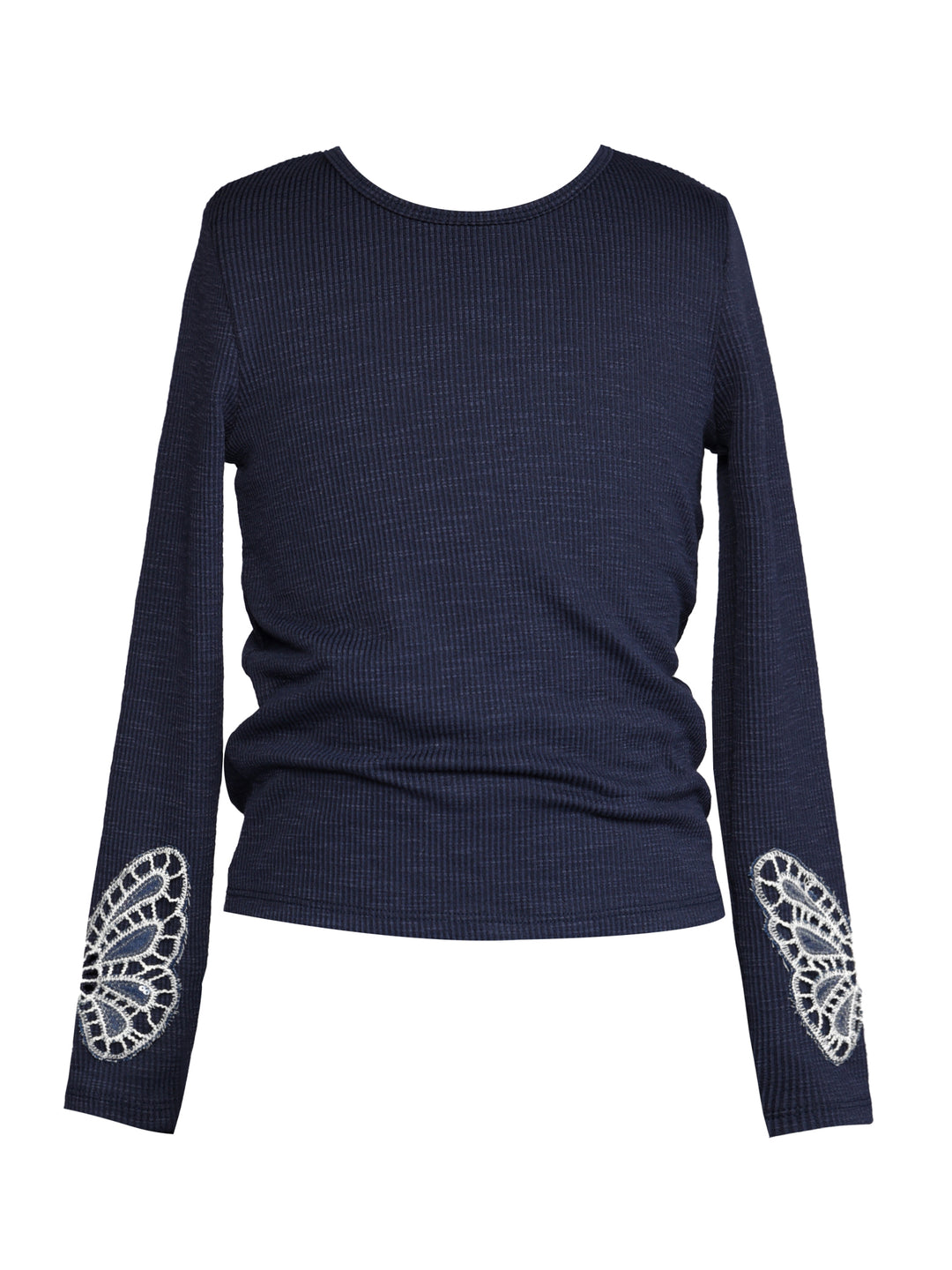 LONG SLEEVE TOP WITH EMBROIDERED BUTTERFLY