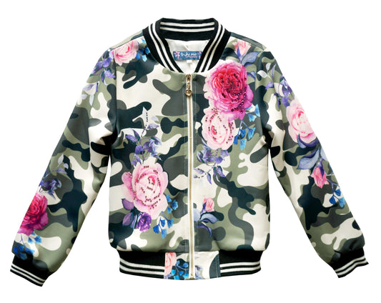CAMO AND ROSE BOMBER JACKET