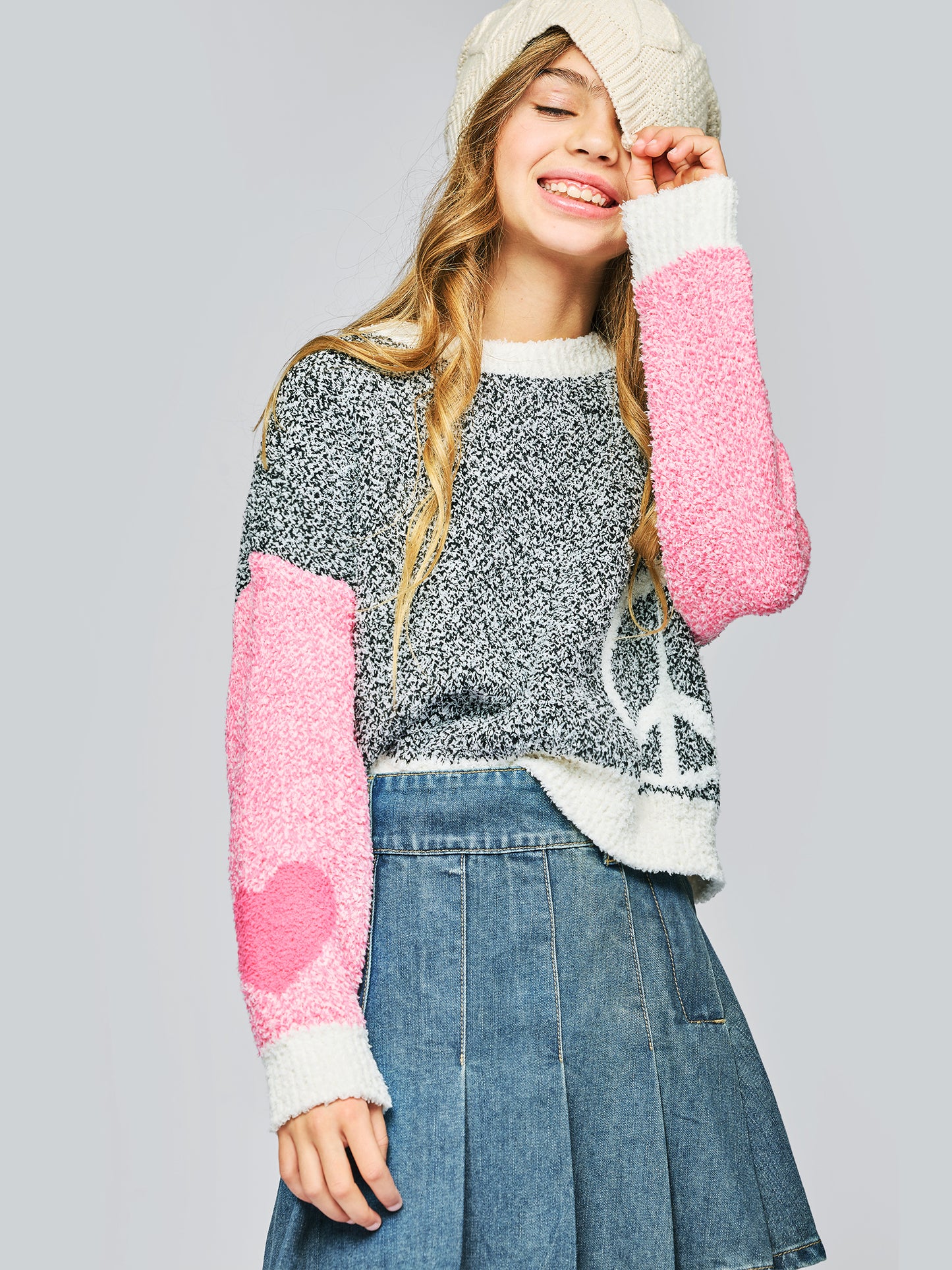 DENIM PLEATED SKIRT