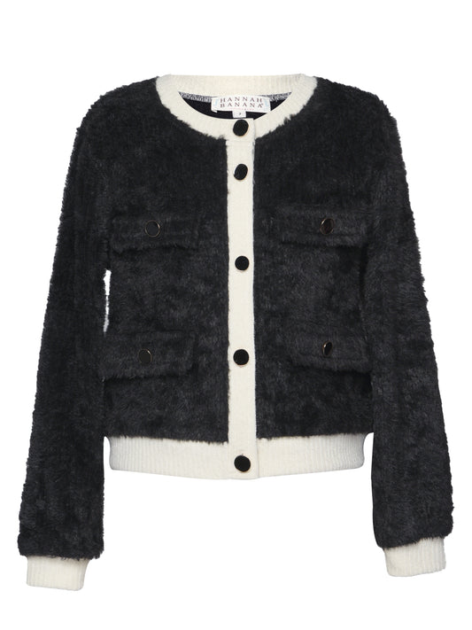 TWO TONE FUZZY CARDIGAN