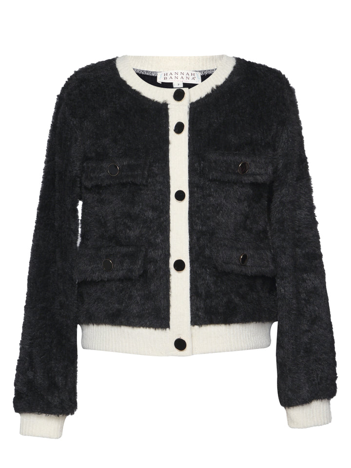 TWO TONE FUZZY CARDIGAN