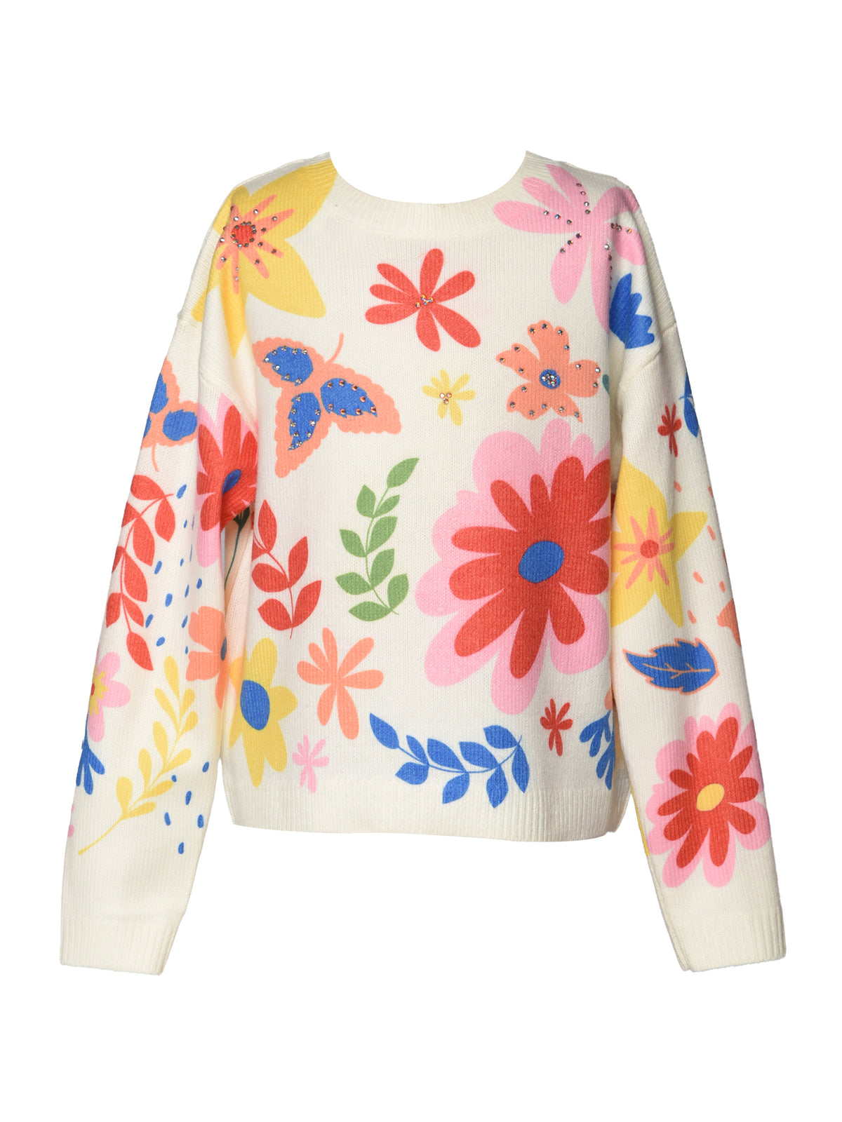 FLORAL PRINT KNIT PULLOVER