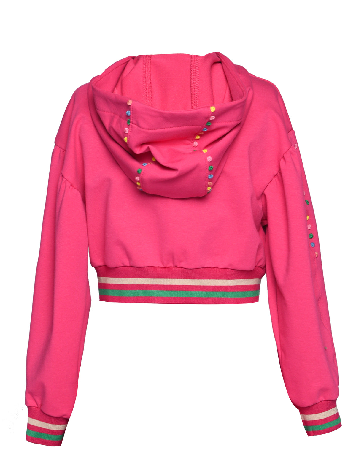 CROPPED HOODIE W/ POMPOM TRIM
