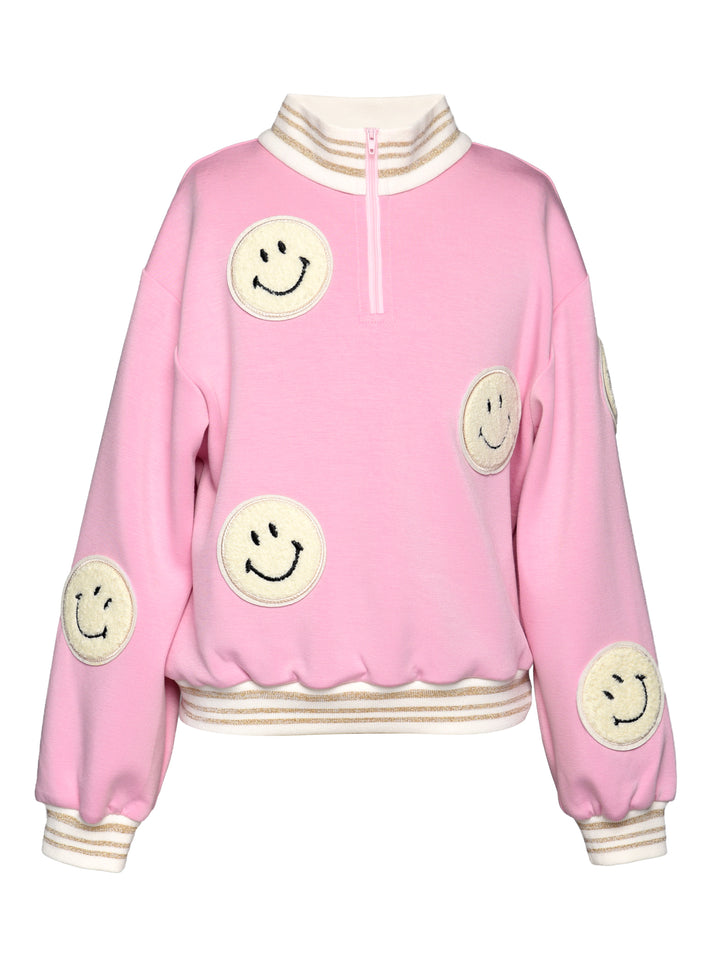 FRONT ZIP SWEATSHIRT WITH SMILEY PATCH