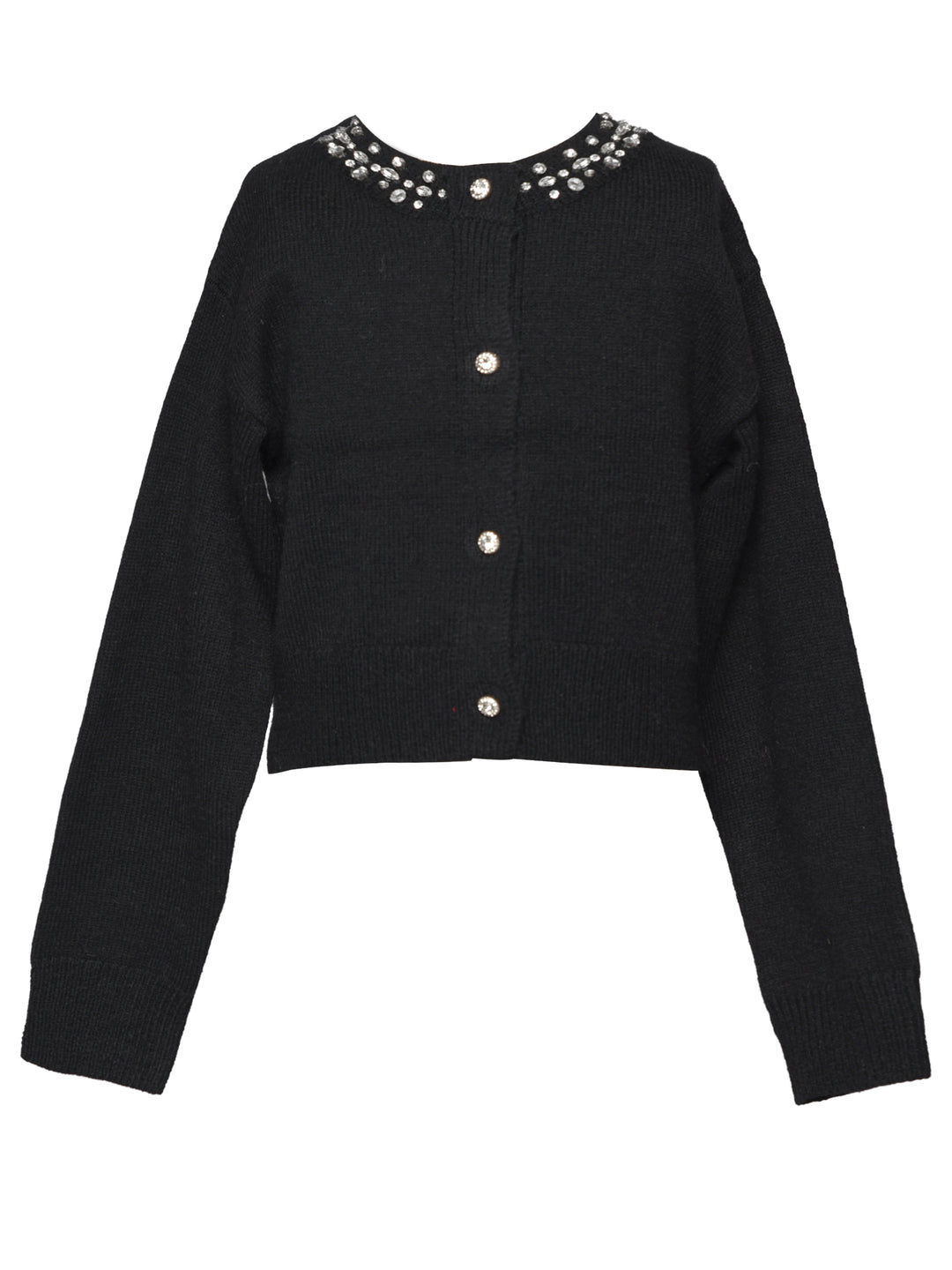 JEWELED NECK CARDIGAN