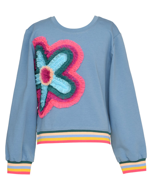 OPEN SIDE SWEATSHIRT WITH COLORFUL FLOWER