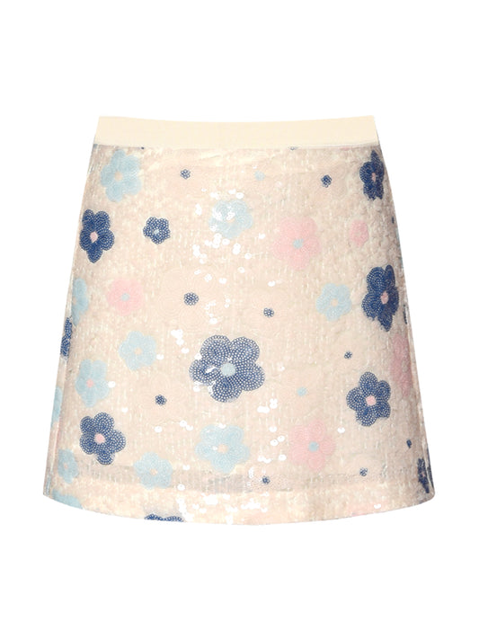 SEQUIN FLOWER MINI SKIRT