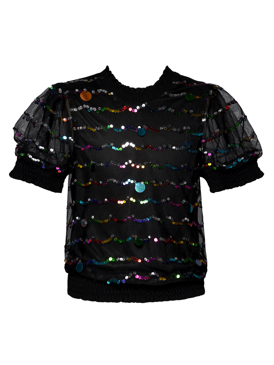 COLORFUL SEQUIN MESH TOP