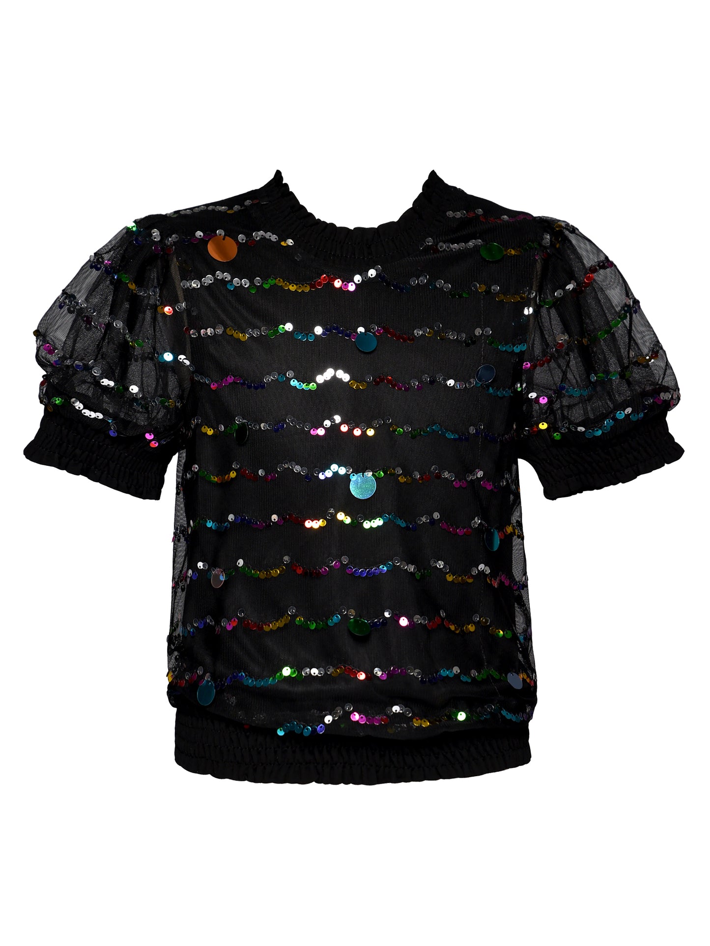 COLORFUL SEQUIN MESH TOP