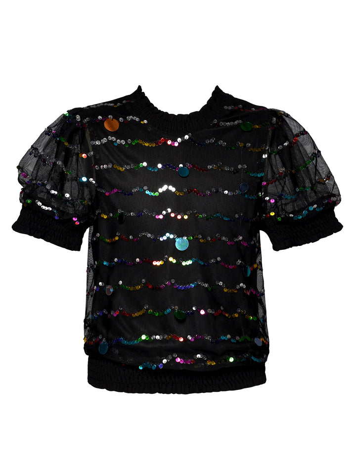 COLORFUL SEQUIN MESH TOP