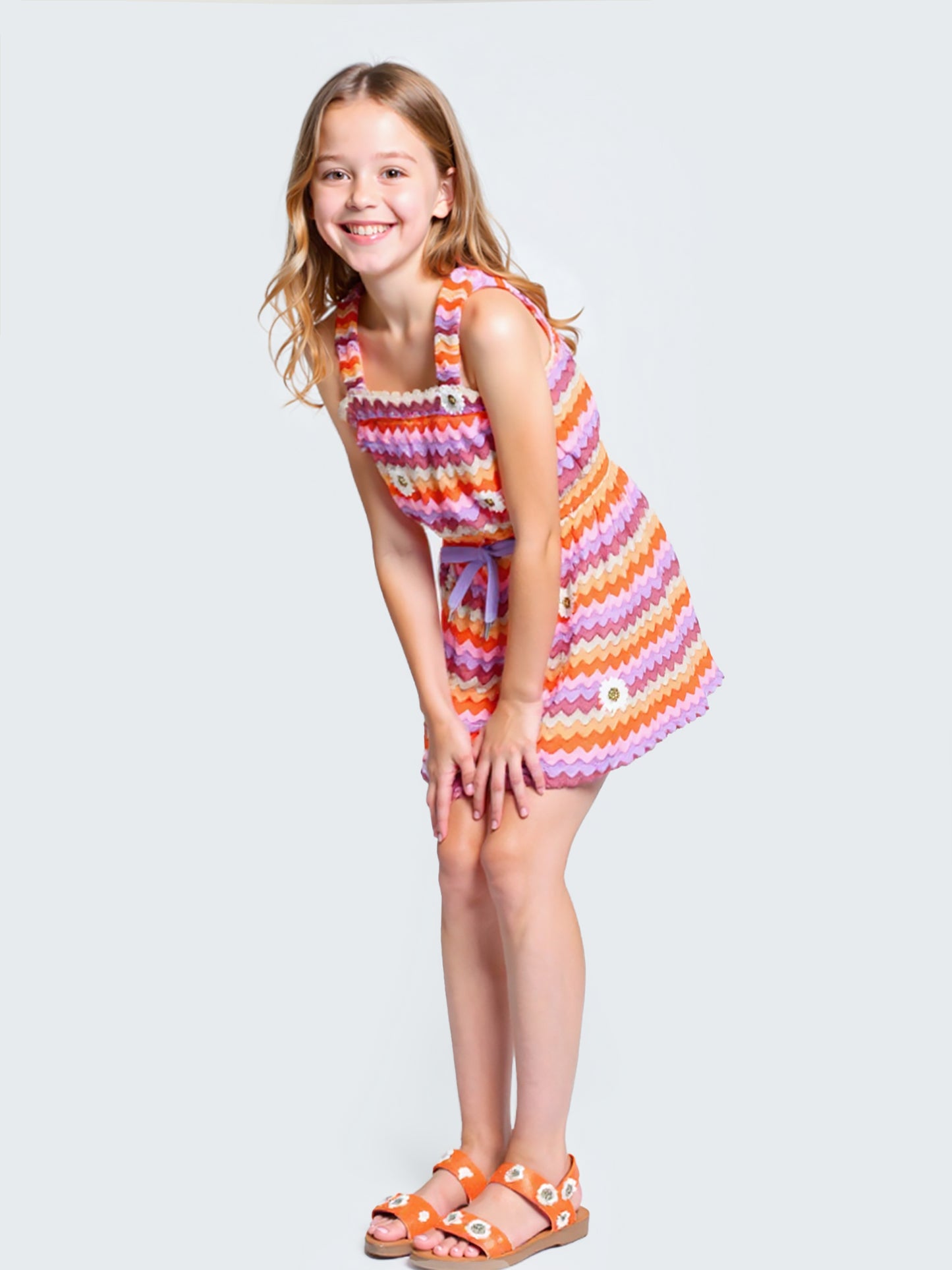 STRIPED CROCHET ROMPER