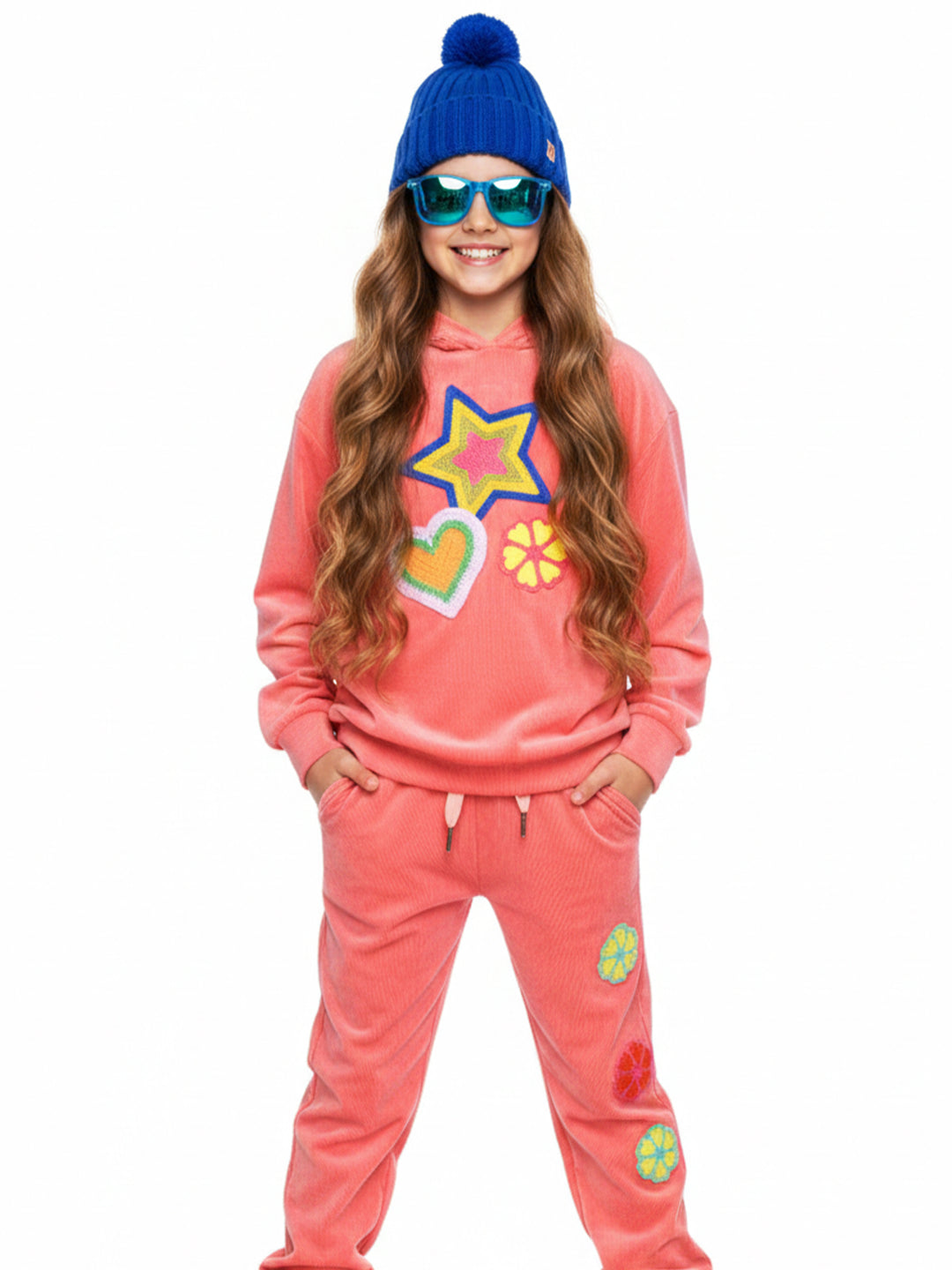 PULL-ON JOGGER PANTS WITH FLOWER TRIM